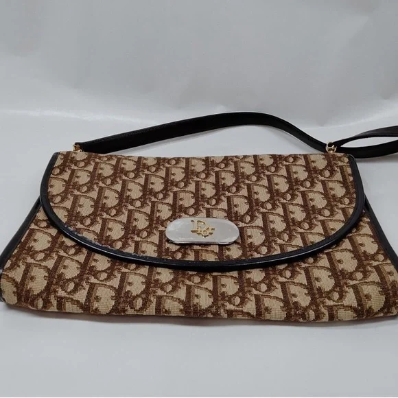 Dior Trotter Canvas and leather Brown and Black Monogram Shoulder Bag - Picture 5 of 5